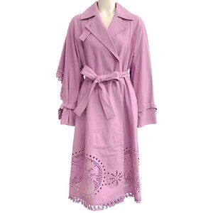 Muveil Lavender Cotton / Linen Trench Coat with Belt